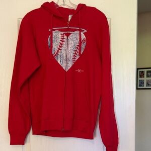 Red Baseball Heart Hoodie